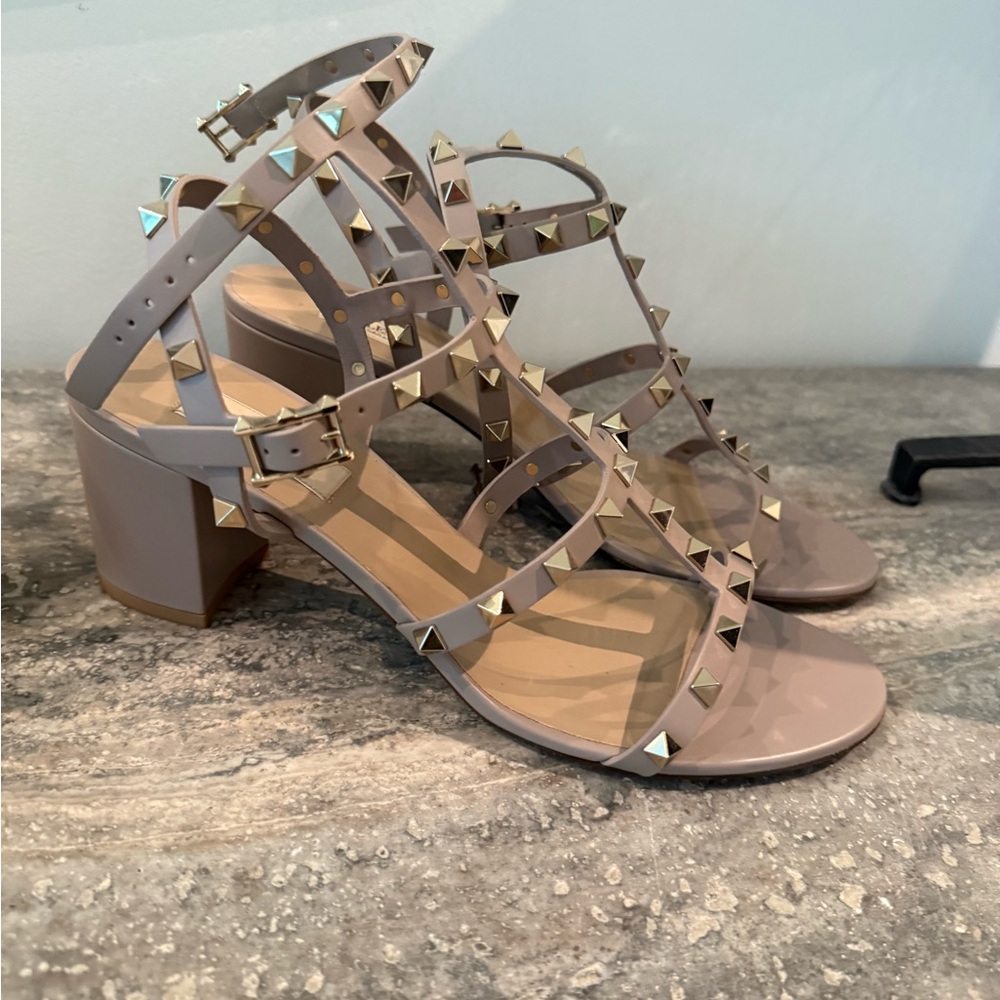 Valentino Garavani Poudre Rockstud Block Heels EU 41 Size 9.5/10